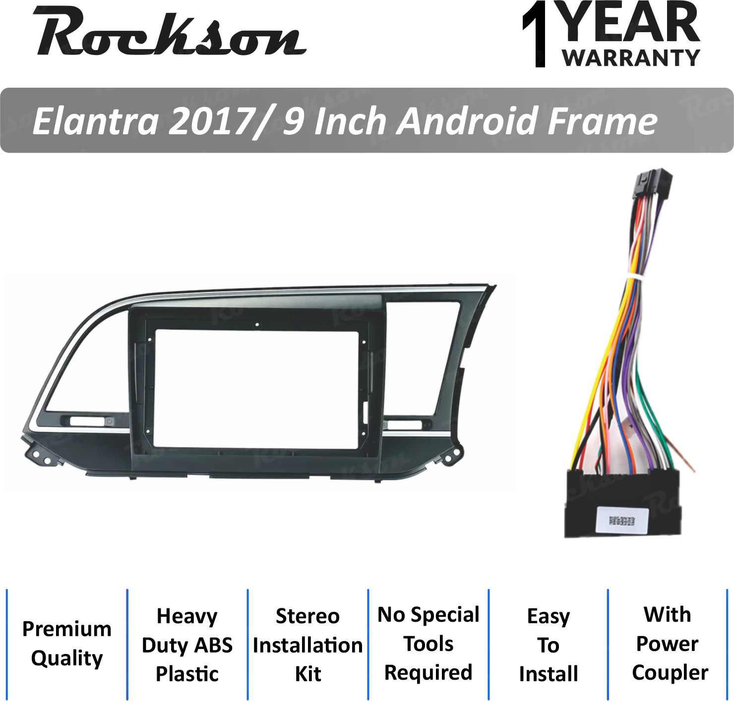 Rockson Elantra 2017 9"Inch ABS Frame for Android Car Stereo (Double Din)