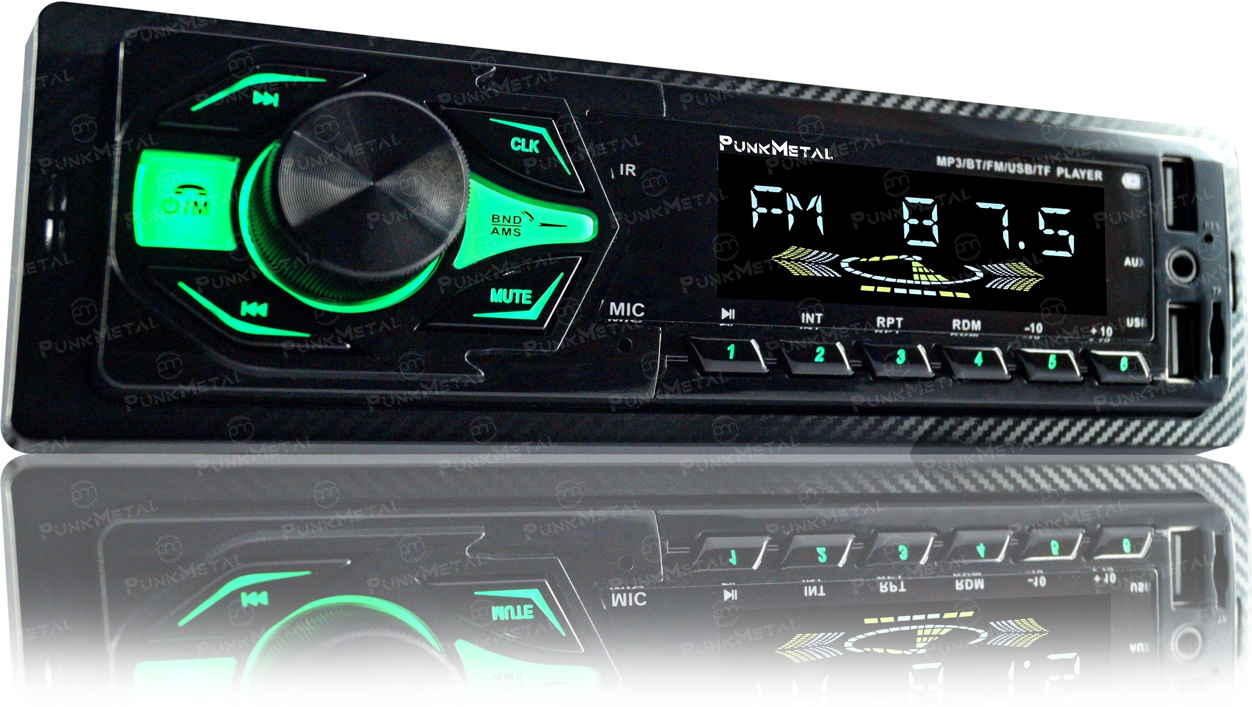 PunkMetal PM-08 DUAL-USB/SD/AUX/FM/Bluetooth Universal Car Stereo (Single Din)