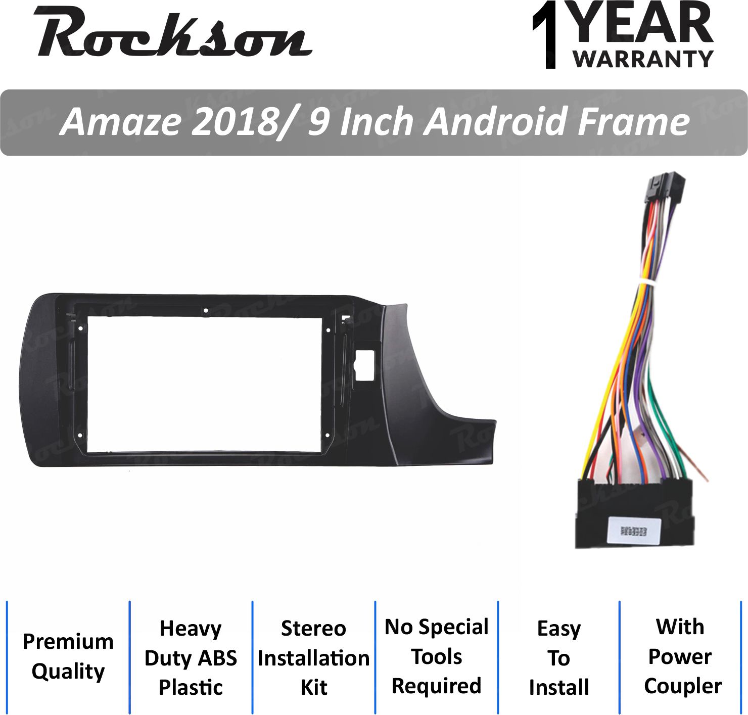 Rockson Amaze 2018 9"Inch ABS Frame for Android Car Stereo (Double Din)
