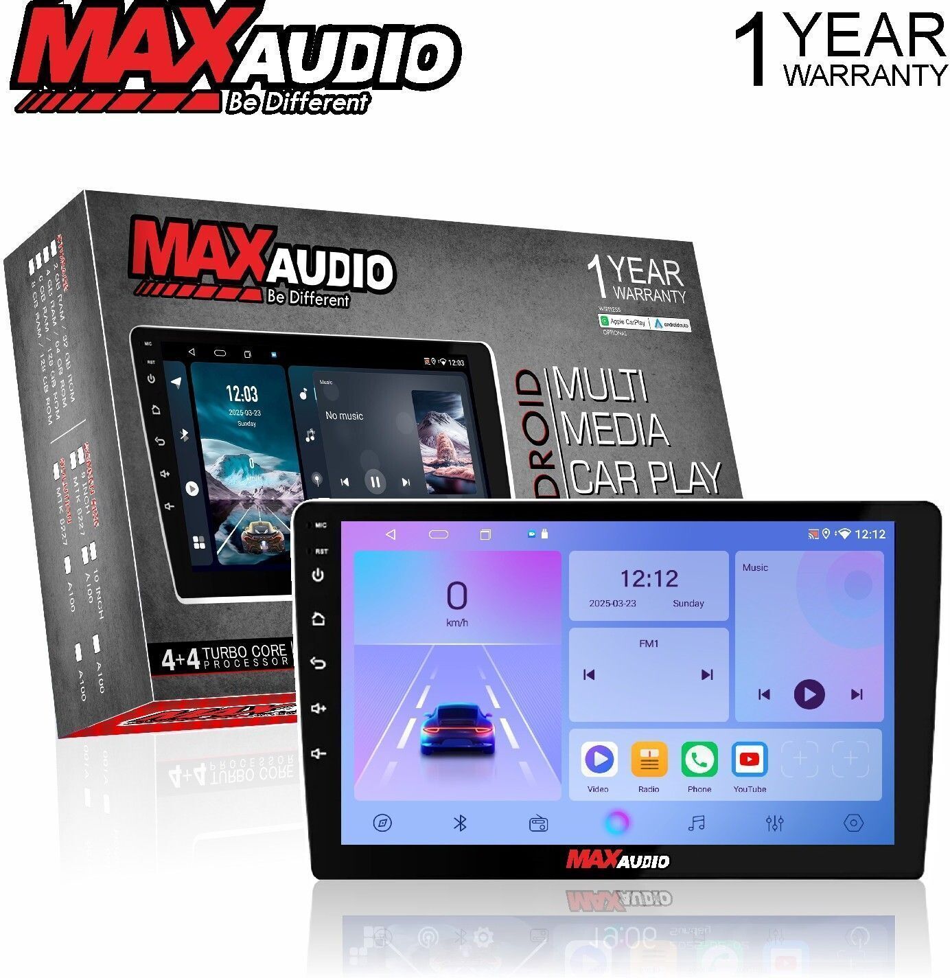 Max Audio AndroMax MA-200 9" | 4GB /64GB | CarPlay & Android Auto | Touchscreen Android Car Stereo (Double Din)