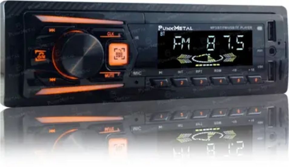 PunkMetal PM-06 DUAL-USB/SD/AUX/FM/Bluetooth Universal Car Stereo (Single Din)