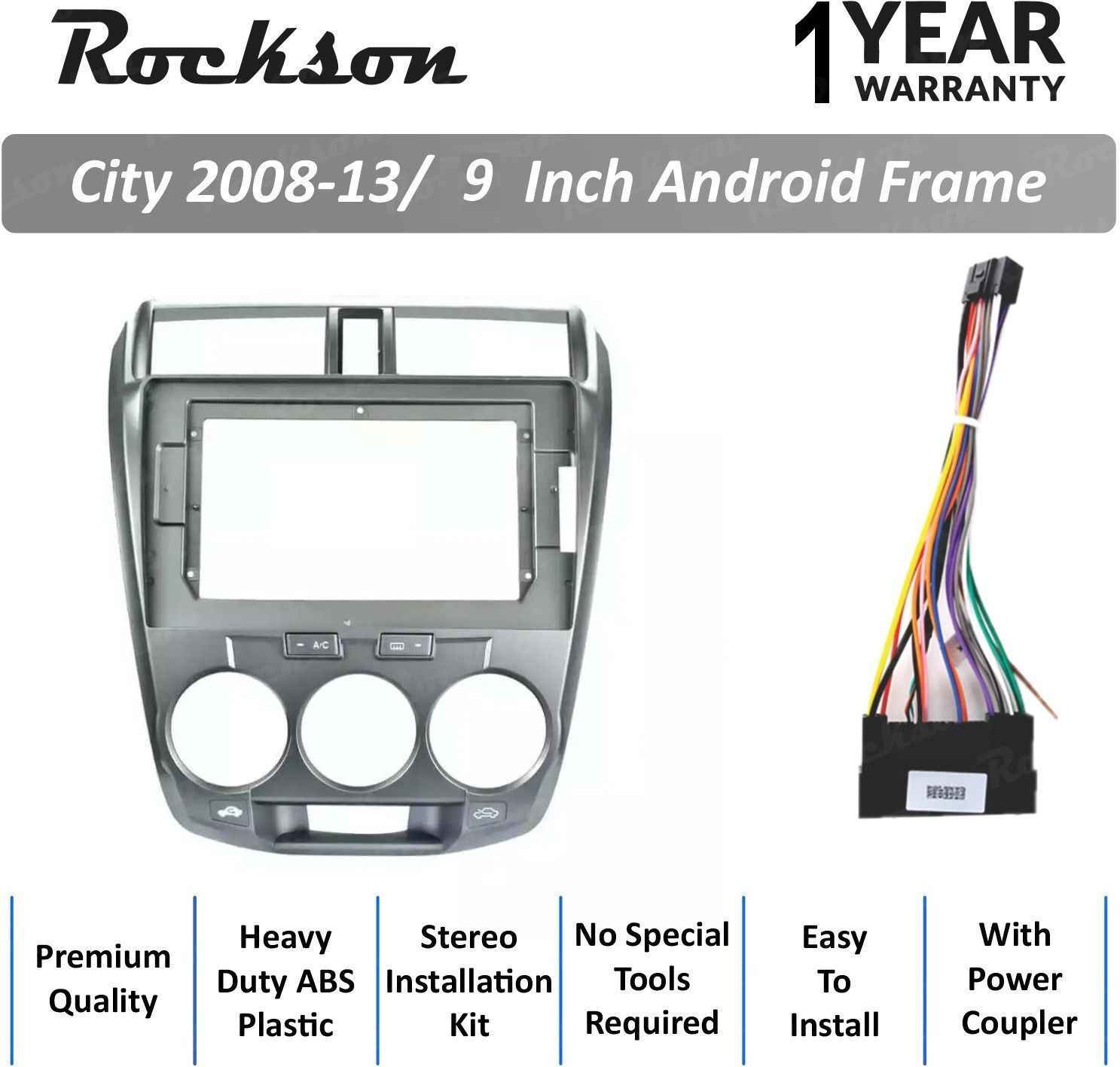 Rockson City 2008-13 9"Inch ABS Frame for Android Car Stereo (Double Din)