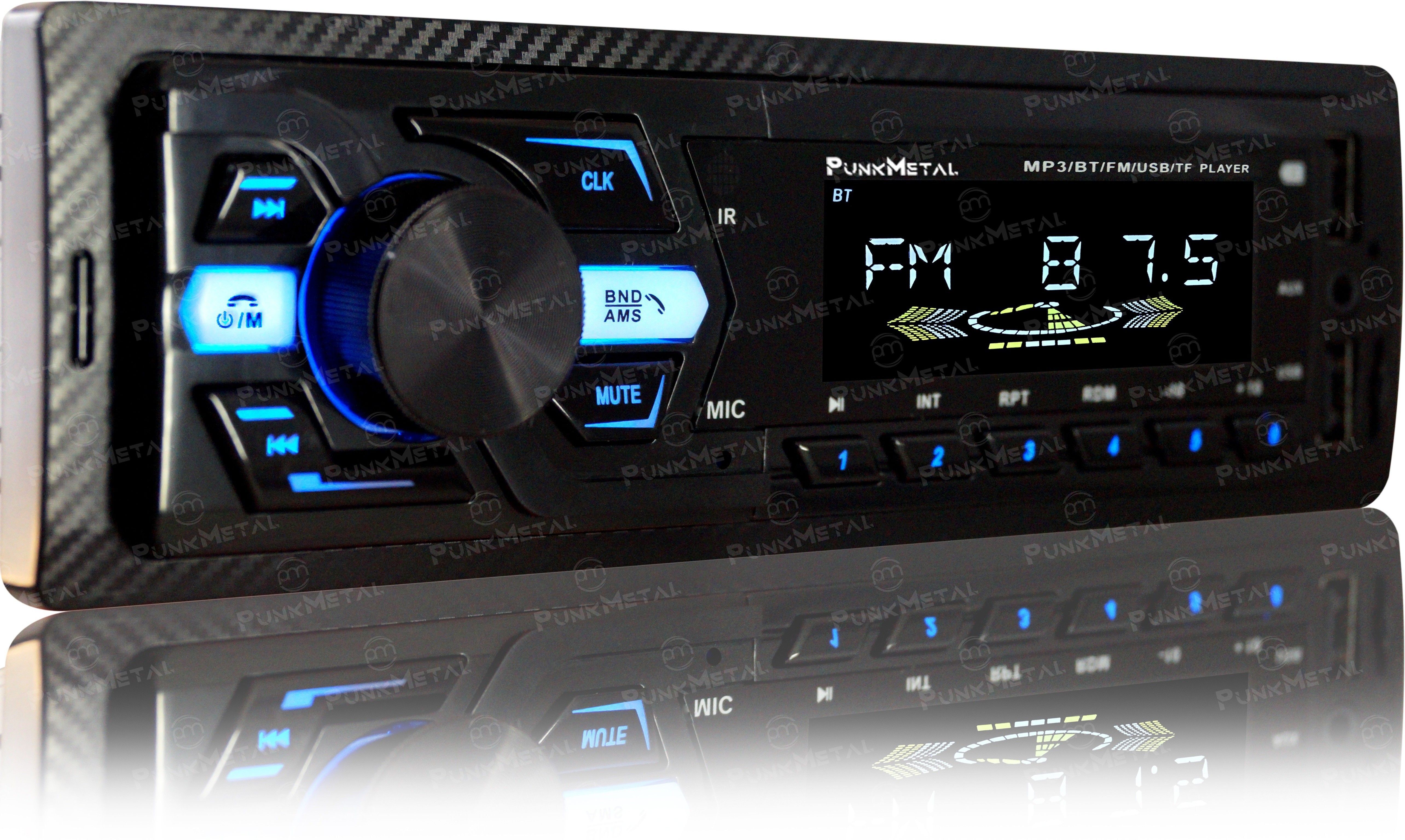 PunkMetal PM-07 DUAL-USB/SD/AUX/FM/Bluetooth Universal Car Stereo (Single Din)