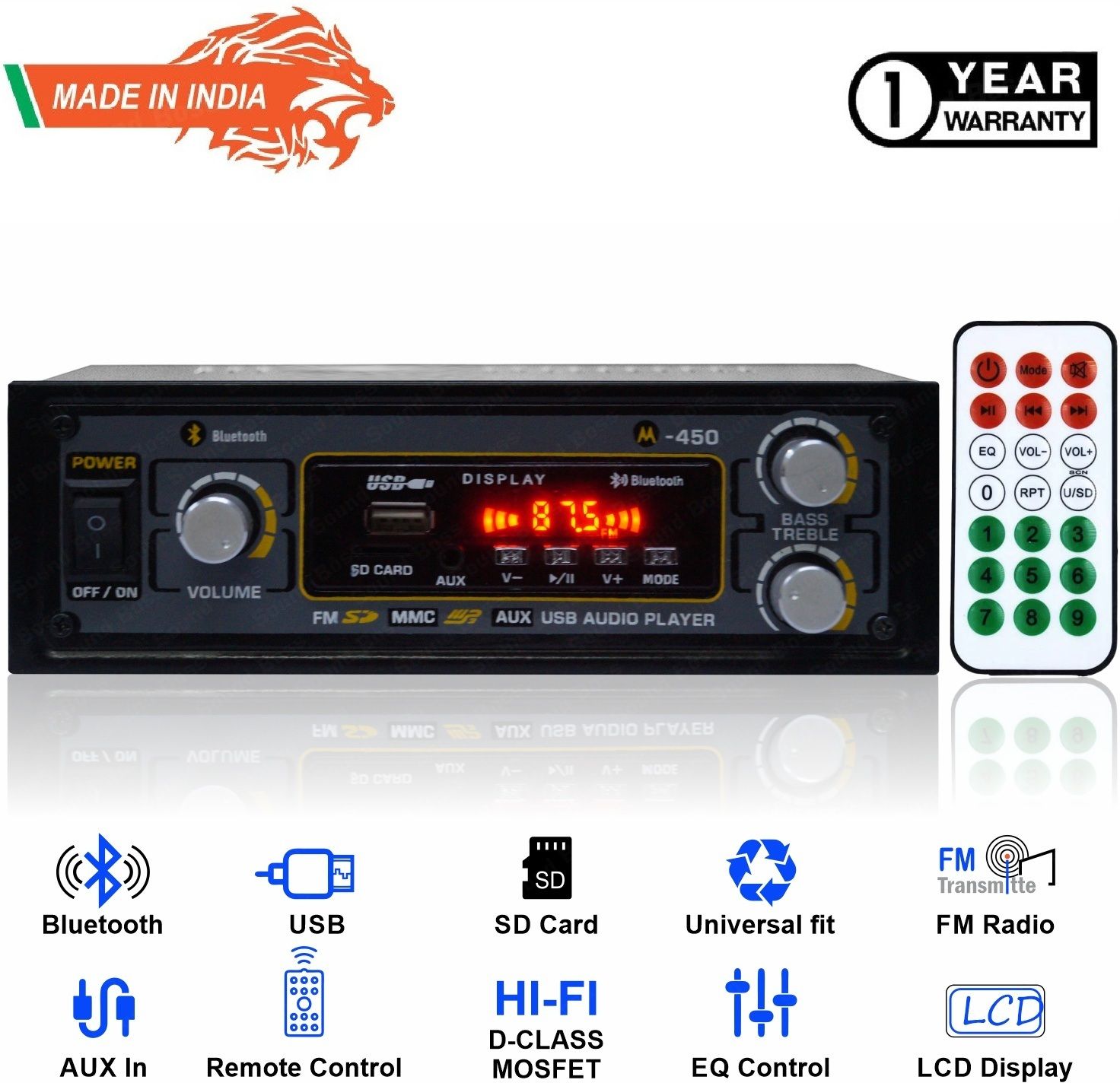 Sound Boss USB/SD/FM/AUX Car Stereo (Single Din)