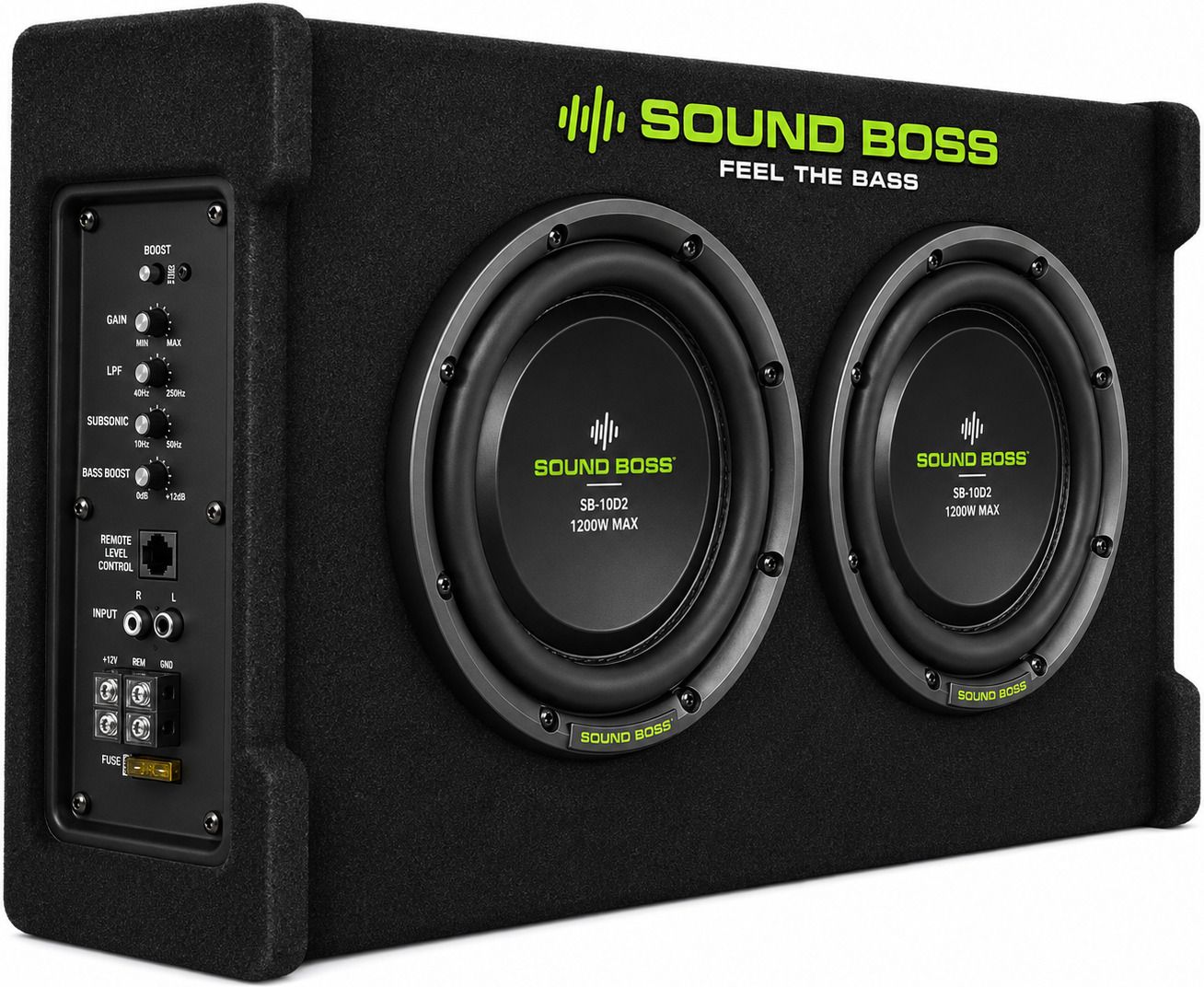 Sound Boss DR-1010 10 Inch 1200W Down Firing Active Dual Subwoofer (Powered , RMS Power: 300 W)